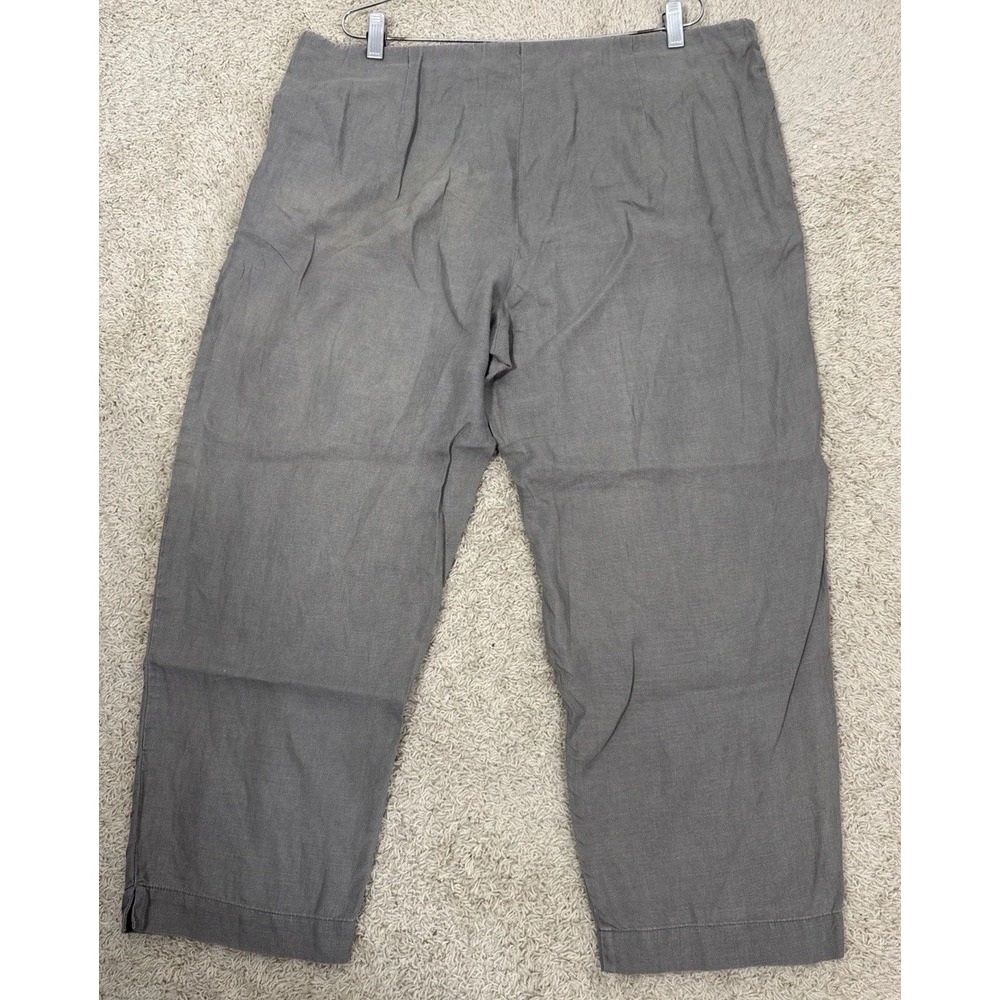 J. Jill Love Linen Women's Pull On Cropped Wide Leg Linen Pants Size LT Green‎